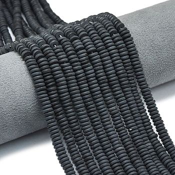Frosted Natural Obsidian Beads Strands, Rondelle, 6x2mm, Hole: 1mm, about 150~160pcs/strand, 14.57~14.96''(37~38cm)