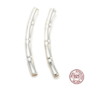 925 Sterling Silver Tube Beads, Bamboo Tube Beads, Silver, 24.5~25x2.5x2.5mm, Hole: 1.6mm