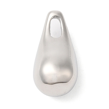 304 Stainless Steel Pendants, Teardrop Charm, Stainless Steel Color, 19x9.5x9.5mm, Hole: 4X2.5mm