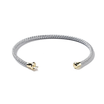 Stainless Steel Cuff Bangle Making, with Golden Tone Brass Finding, for Half Drilled Beads, Silver, Inner Diameter: 1-3/4x2-3/8 inch(4.6x6cm), Pin: 1mm