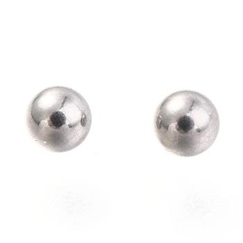 316L Surgical Stainless Steel Beads, No Hole/Undrilled, Solid Round, Stainless Steel Color, 3mm