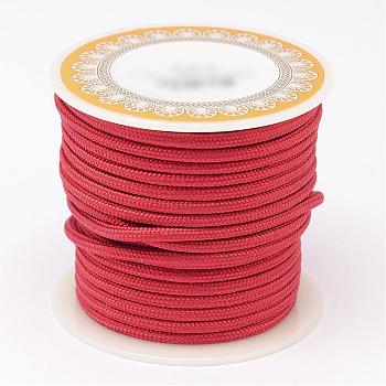 Braided Polyester Cords, Round, Red, 3mm, about 8.74 yards(8m)/roll