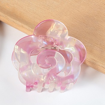 Flower Shape Hair Claw Clip, Cellulose Acetate Ponytail Hair Clip for Girls Women, Pearl Pink, 64x57x43mm