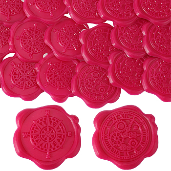 50Pcs 2 Styles Adhesive Wax Seal Stickers, Envelope Seal Decoration, For Craft Scrapbook DIY Gift, Compass & Clock, 30~30.8mm, 25pcs/style