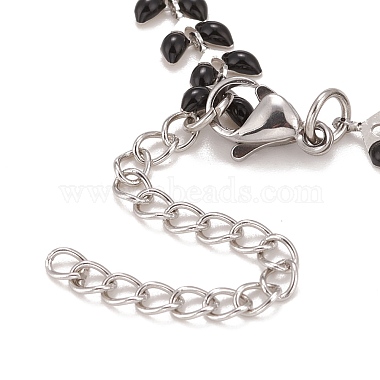 Enamel Wheat Link Chains Bracelet(BJEW-P271-02P)-5