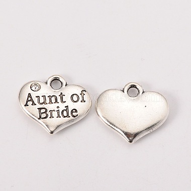 Antique Silver Heart Alloy + Rhinestone Charms