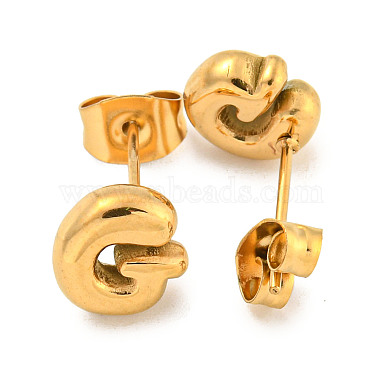 Chunk Letter 304 Stainless Steel Stud Earrings for Women(EJEW-G386-01G-G)-2