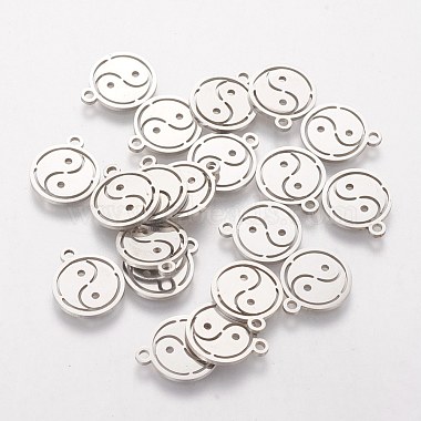 Stainless Steel Color Flat Round Titanium Steel Charms