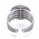 304 Stainless Steel Open Cuff Finger Ring Cabochon Settings(STAS-T060-06)-3