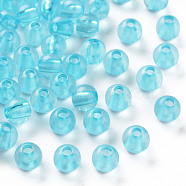 Transparent Acrylic Beads, Round, Deep Sky Blue, 6x5mm, Hole: 1.8mm, about 440pcs/50g(X-MACR-S370-A6mm-755)