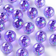 Transparent Acrylic Beads, AB Color Plated, Round, Blue Violet, 16x15mm, Hole: 2.8mm, about 220pcs/500g(MACR-S370-B16mm-748)