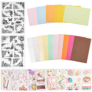 Globleland 2 Sets DIY Envelope & Card Craft Kits, with 2 Sheets PVC Plastic Clear Stamps, for Greeting Card Making, Mixed Color(DIY-GL0006-02)