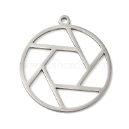 201 Stainless Steel Pendants, Flat Round, Stainless Steel Color, 30x27x1mm, Hole: 1.6mm(STAS-B049-20P)