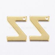 304 Stainless Steel Charms, Letter.Z, Real 18K Gold Plated, 11x8.5x0.8mm, Hole: 1mm(X-STAS-P141-Z)