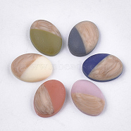 Resin Cabochons, Imitation Wood Grain, Oval, Mixed Color, 14x10x4.5mm(X-CRES-S363-01)