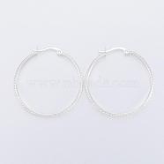 304 Stainless Steel Hoop Earrings, Hypoallergenic Earrings, Silver Color Plated, 37x35x3.5mm, Pin: 1x0.8mm(EJEW-H327-34)