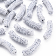 Opaque Crackle Acrylic Beads, Curved Tube, White, 32x10x8mm, Hole: 1.8mm, about 330pcs/500g(MACR-S372-002N-010)