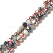 Electroplated Glass Beads Strands, Multi-color Plated, Faceted, Abacus, Dark Gray, 3.5x3mm, Hole: 0.7~0.8mm, about 138pcs/strand, 14.96 inch(38cm)(GLAA-G097-02B-02)