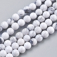Natural Howlite Beads Strands, Round, White, 10mm, Hole: 1mm, about 19pcs/strand, 7.6 inch(TURQ-G091-10mm)
