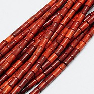 Synthetic Turquoise Beads Strands, Dyed, Column, FireBrick, 6x4mm, Hole: 1mm, about 64pcs/strand, 15.5 inch(TURQ-G120-4x6mm-05)