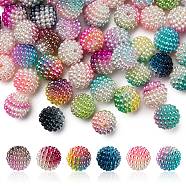 Imitation Pearl Acrylic Beads, Berry Beads, Combined Beads, Round, Mixed Color, 12mm, Hole: 1mm, about 50pcs/bag(OACR-FS0001-28)