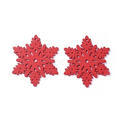 Poplar Wood Pendants, Dyed, Snowflake, Red, 70x61x3mm, Hole: 2.5mm(WOOD-O004-19A)
