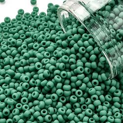 TOHO Round Seed Beads, Japanese Seed Beads, (55DF) Green Turquoise Matte Opaque, 11/0, 2.2mm, Hole: 0.8mm, about 1103pcs/10g(X-SEED-TR11-0055DF)
