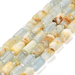 Natural Blue Calcite Beads Strands, with Seed Beads, Faceted Column, 9~11x6~7.5x6~7.5mm, Hole: 1.2mm, about 30pcs/strand, 15.16~15.55 inch(38.5~39.5cm)(G-G068-A28-01)