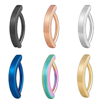 6Pcs 6 Color 304 Stainless Steel Curved Belly Ring Hoop, Piercing Jewelry for Women, Mixed Color, 18x3mm