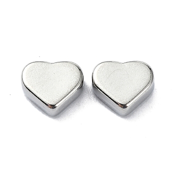 304 Stainless Steel Beads, Heart, Stainless Steel Color, 4.8x4.5x2.5mm, Hole: 1.2mm