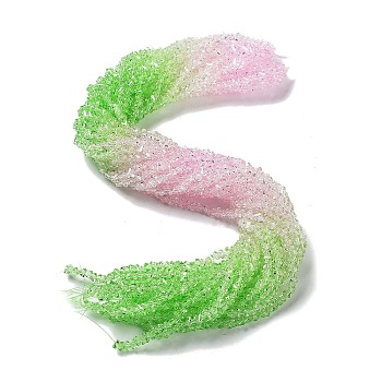 Transparent Glass Bead Strands, Segmented Multi-color Beads, Triangle, Light Green, 4.5x4.5x3mm, Hole: 0.9mm, about 142pcs/strand, 13.58~13.78''(34.5~35cm)