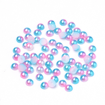 Imitation Pearl Acrylic Cabochons, Dome, Hot Pink, 4x2mm, about 10000pcs/bag