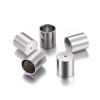 201 Stainless Steel Cord Ends, End Caps, Column, Stainless Steel Color, 10x9mm, Hole: 0.8mm, Inner Diameter: 8mm