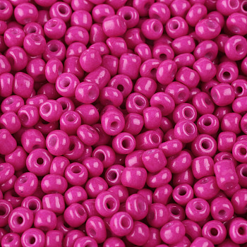 (Repacking Service Available) Baking Paint Glass Seed Beads, Fuchsia, 12/0, 1.5~2mm, Hole: 0.5~1mm, 12g/bag