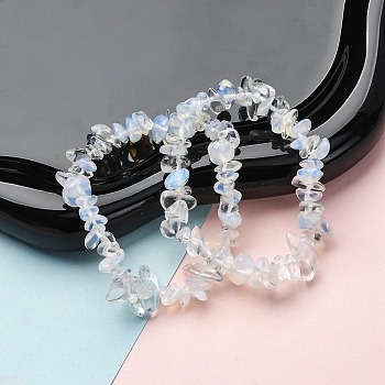 Unisex Chip Opalite Beaded Stretch Bracelets, Inner Diameter: 1-3/4~2 inch(4.5~5cm)