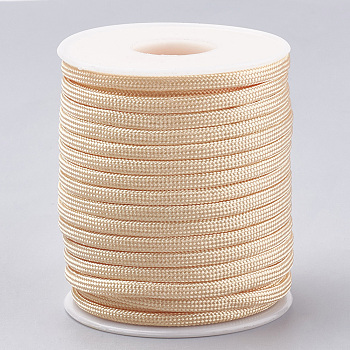 Polyester Cords, PeachPuff, 4mm, about 15yards/roll