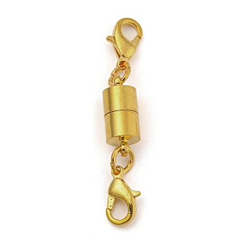 Brass Magnetic Clasps, with Lobster Claw Clasps, Column, Golden, 17x7mm
