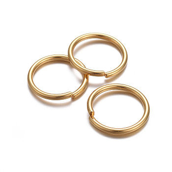 Ion Plating(IP) 304 Stainless Steel Open Jump Rings, Round, Real 18K Gold Plated, 17 Gauge, 12x1.2mm, Inner Diameter: 9.5mm
