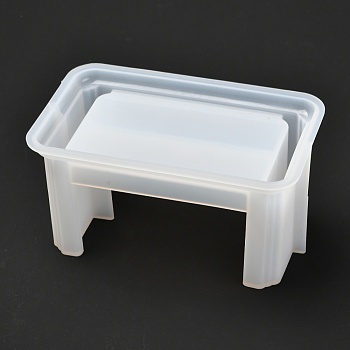 Silicone Cup Mat Molds, Resin Casting Molds, For UV Resin, Epoxy Resin Craft Making, Coaster Storage Rack Shape, White, 149x92x74mm, Inner Size: 138x80x73mm