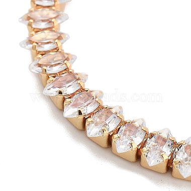 Brass Pave Clear Cubic Zirconia Horse Eye Box Chain Slider Bracelets(BJEW-B094-06B-G)-3