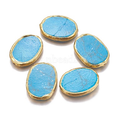 38mm DeepSkyBlue Oval Synthetic Turquoise Beads