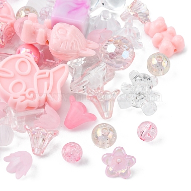 Pink Mixed Shapes Acrylic Beads