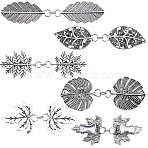 5Pcs 5 Styles Alloy Cardigan Clips, Sweater Collar Clips, Leaf, Antique Silver, 71~94x20~30x13~14mm, 1pc/style(AJEW-SC0004-38AS)