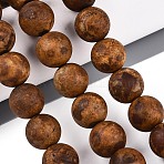 Natural Agate Beads Strands, Round, Dyed & Heated, Saddle Brown, 13.5~14mm, Hole: 0.9~1mm, about 28pcs/strand, 15.16''(38.5cm)(G-T144-64A-01)