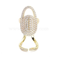 Brass Micro Pave Cubic Zirconia Fingernail Rings, Nail Cover Ring, Real 18K Gold Plated, 2mm, Inner Diameter: 11mm(RJEW-D115-07G)