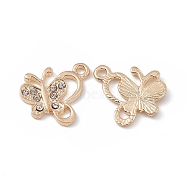 Alloy Crystal Rhinestone Pendants, Butterfly Charms, Light Gold, 20x18x2mm, Hole: 2mm(FIND-C019-45KCG)