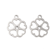 316 Stainless Steel Charms, Laser Cut, Stainless Steel Color, Flower, 14.5x12.5x1mm, Hole: 1.5mm(STAS-C096-10F-P)