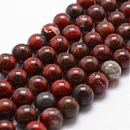 Natural Brecciated Jasper Bead Strands, Round, 6mm, Hole: 1mm, about 61pcs/strand, 14.9 inch~15.1 inch(G-D840-67-6mm)