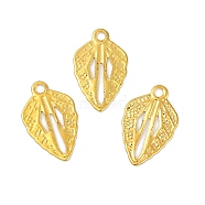 Iron Charms, Leaf, Golden, 13x8x0.4mm, Hole: 1.2mm(IFIN-R001-03G)