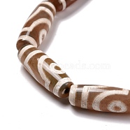 Tibetan Style 2-Eye dZi Beads Strands, Natural Agate Beads, Dyed & Heated, Oval/Oblong, Antique White, 30x11.5~12mm, Hole: 2mm, about 10pcs/strand, 14.1 inch(36cm)(TDZI-G012-29)